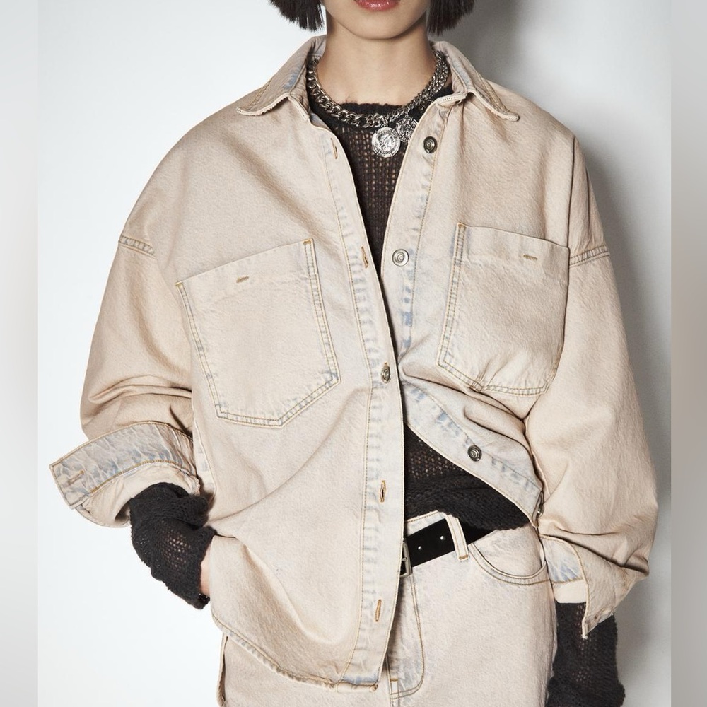 Zara Z1975 Pink Overdyed Denim Jacket - Picture 6 of 10